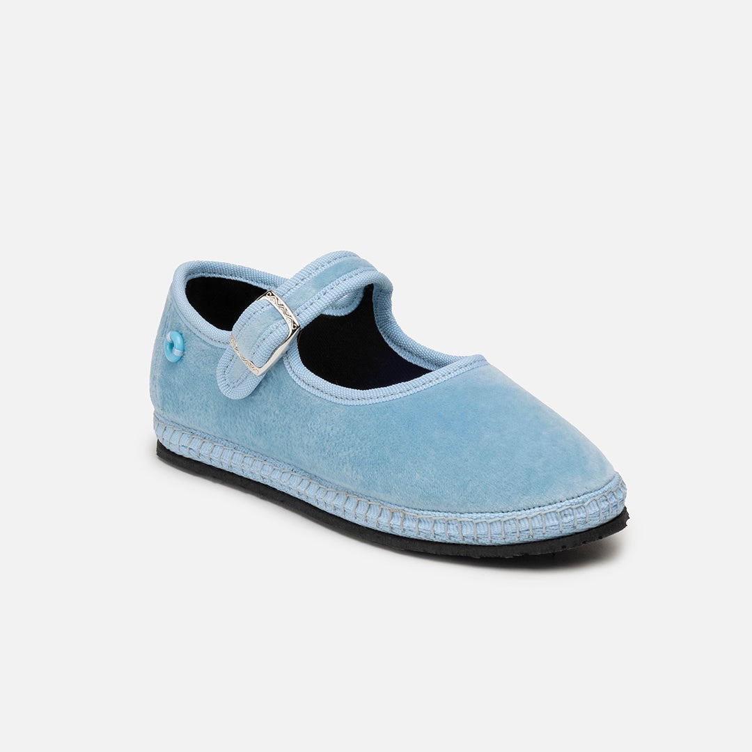 Mary Jane Bambino Velluto - Baby Blue #Colore_Baby Blue