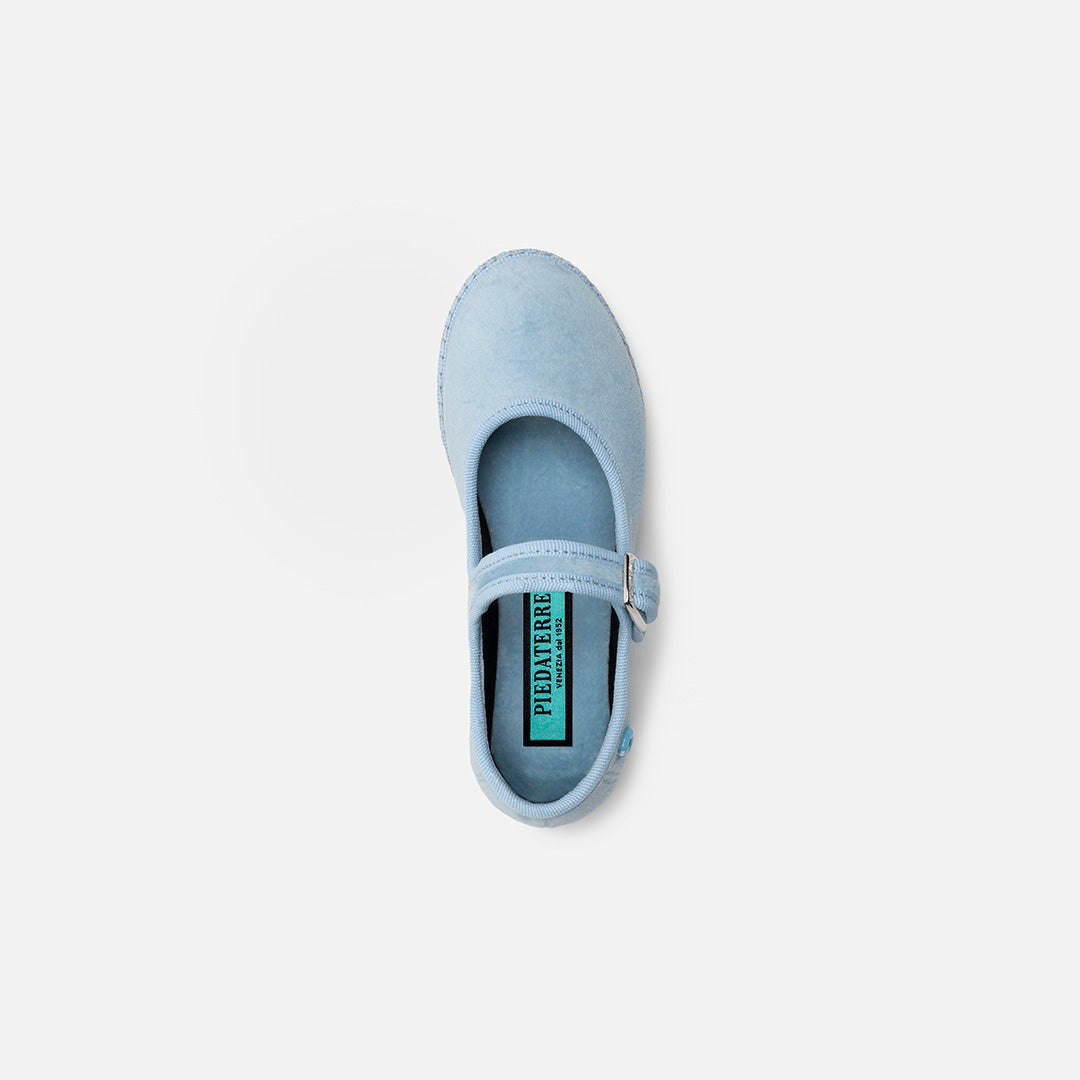 Mary Jane Bambino Velluto - Baby Blue #Colore_Baby Blue