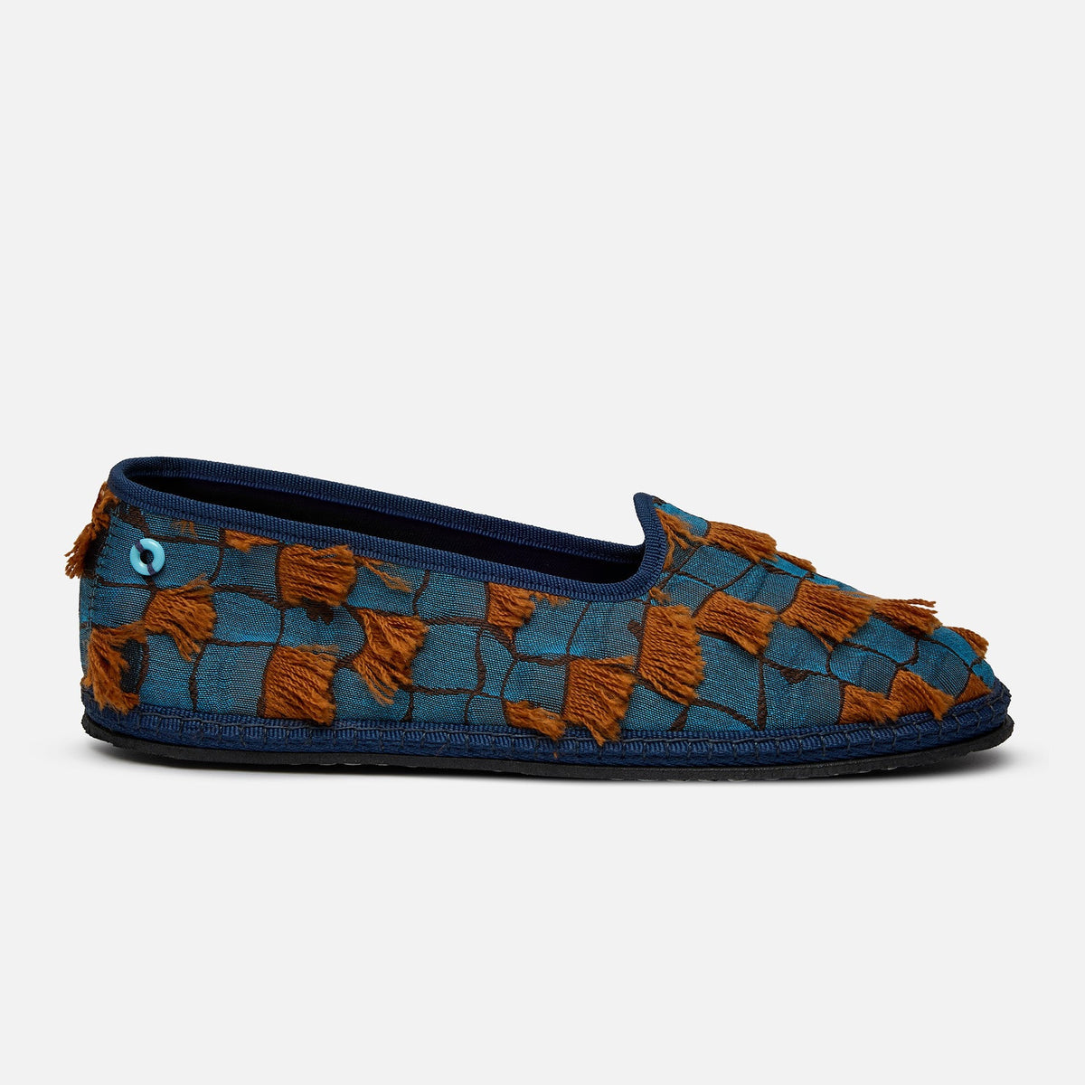 Friulane Modigliani Carnevale Blu Marrone, vista frontale