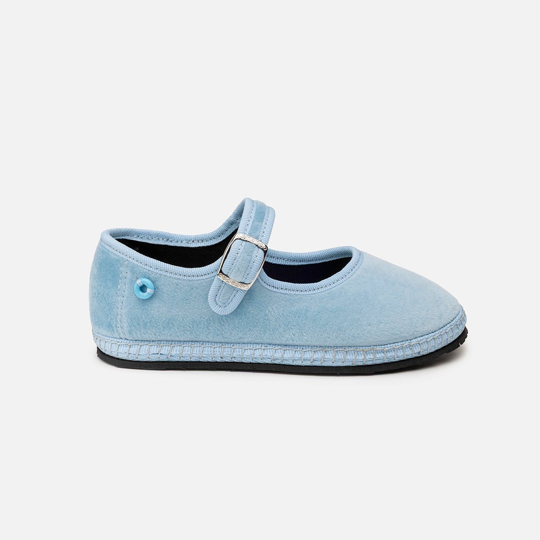 Mary Jane Bambino Velluto - Baby Blue #Colore_Baby Blue